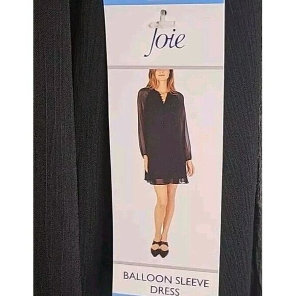 Joie Women's Balloon Sleeve Dress Sheer Black Small NWOT Dark Academia Button Up - Picture 3 of 11